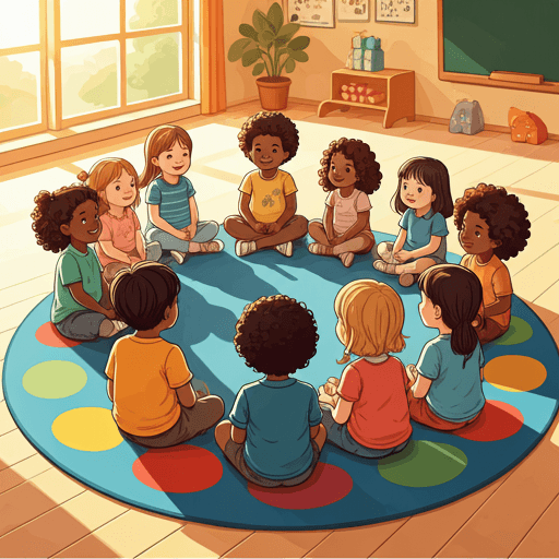 Children sitting together in circle at Little Disciples Academy